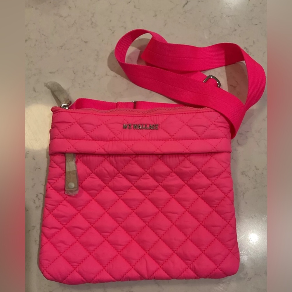 MZ WALLACE Metro Flat Crossbody - Neon Pink